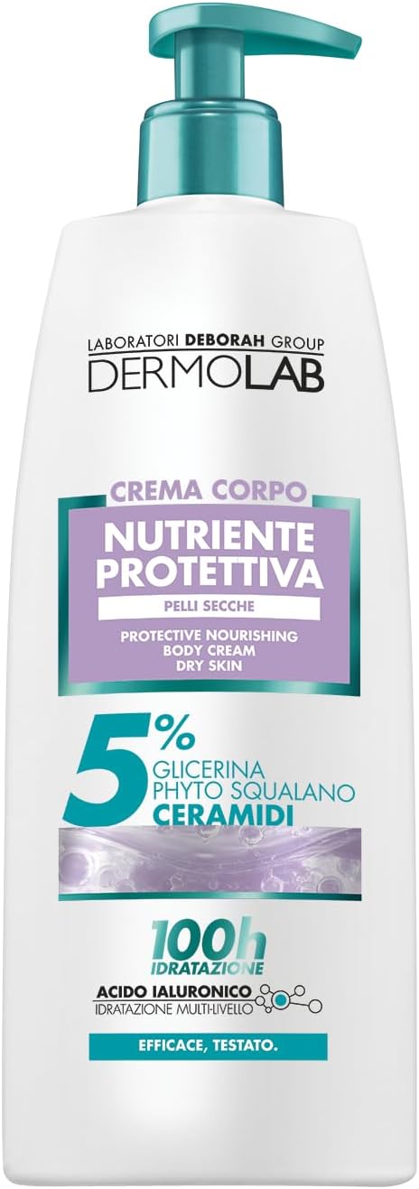 Detalle de Dermolab Crema Corpo Ricca Nutriente e Protettiva 48H per Pelli Secche, 400 ml