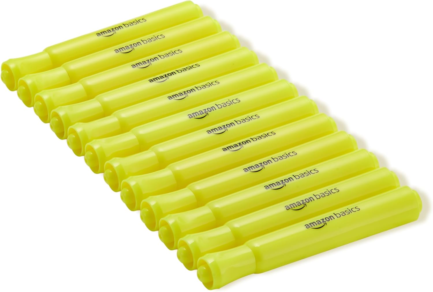 Detalle 2 de Amazon Basics Textmarker mit Tank-Design, Flüssigtinte, abgeschrägte Spitze – Gelb (12er-Pack)