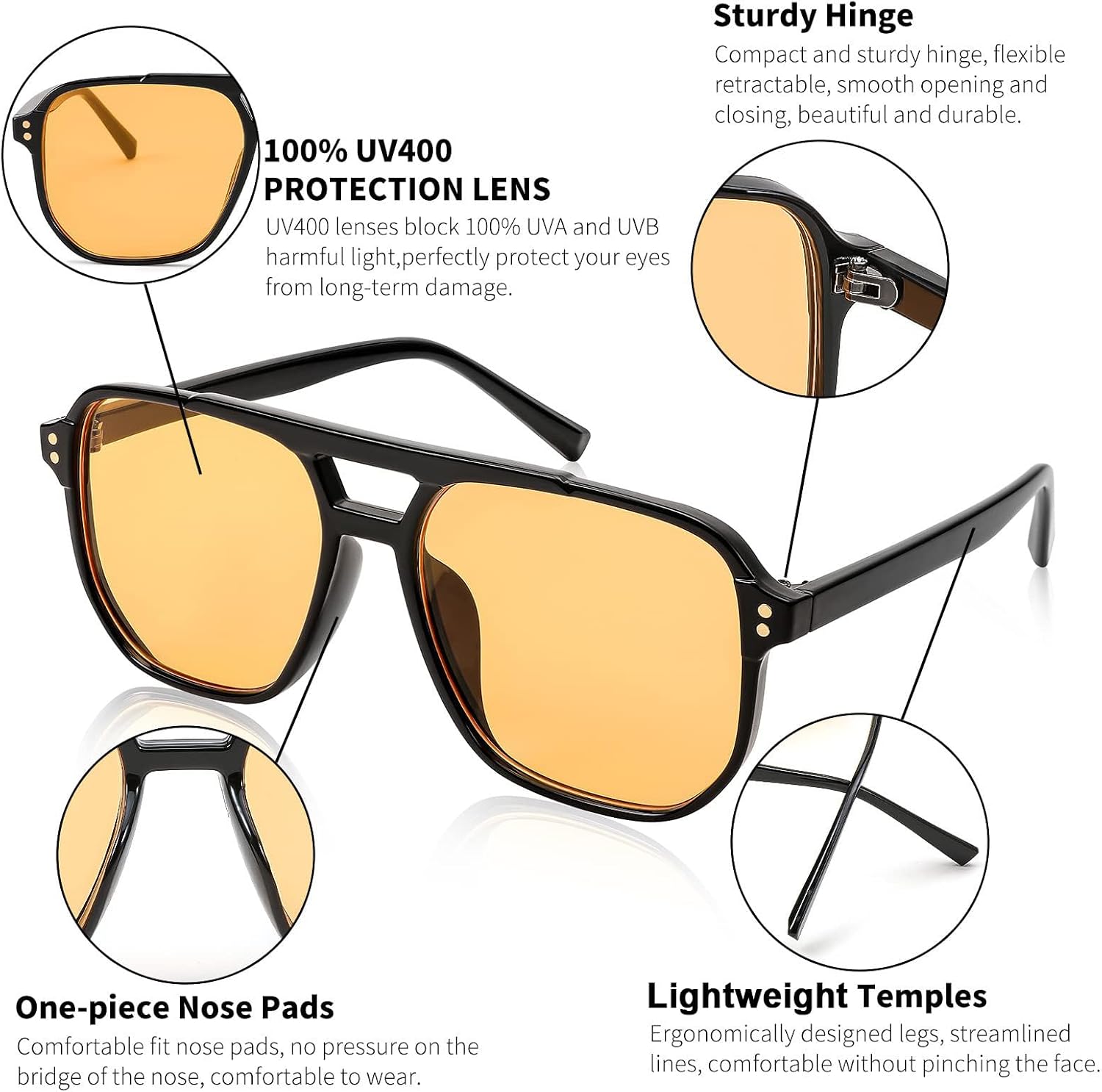 Detalle 2 de FEISEDY Retro Square Sonnenbrille – Vintage 70er Stil, Doppelbrücke, UV400, unisex B2835