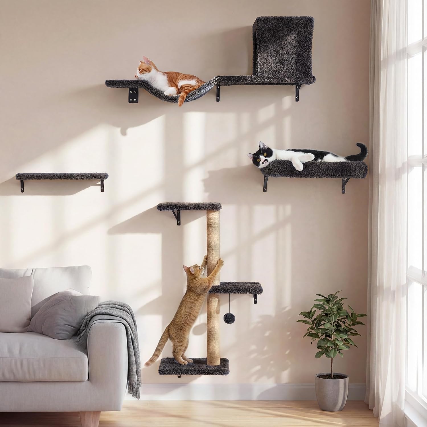 Detalle de FUKUMARU 4-in-1 Large Cat Shelves for 16-inch drywall 🐱
