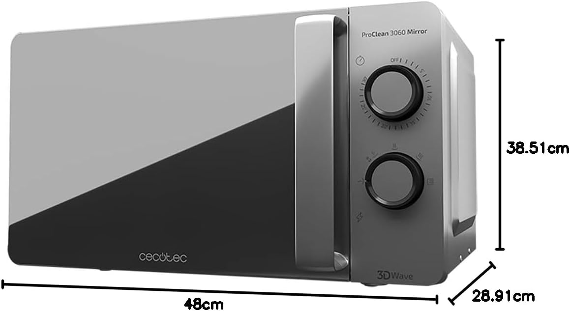 Thumbnail 6 de Cecotec Micro-ondes ProClean 3060 Gray Mirror (20 L, 700 W) avec revêtement Ready2Clean