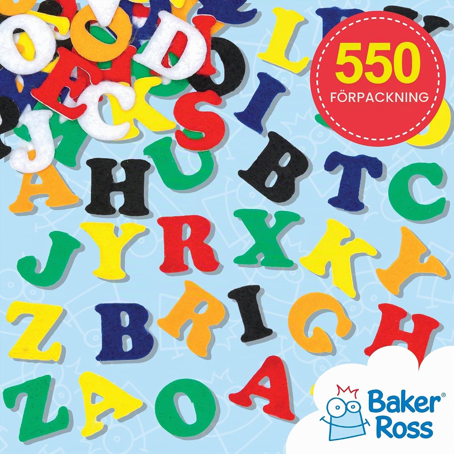 Detalle de Baker Ross självhäftande bokstäver för pyssel, 550 blandade, 23 mm