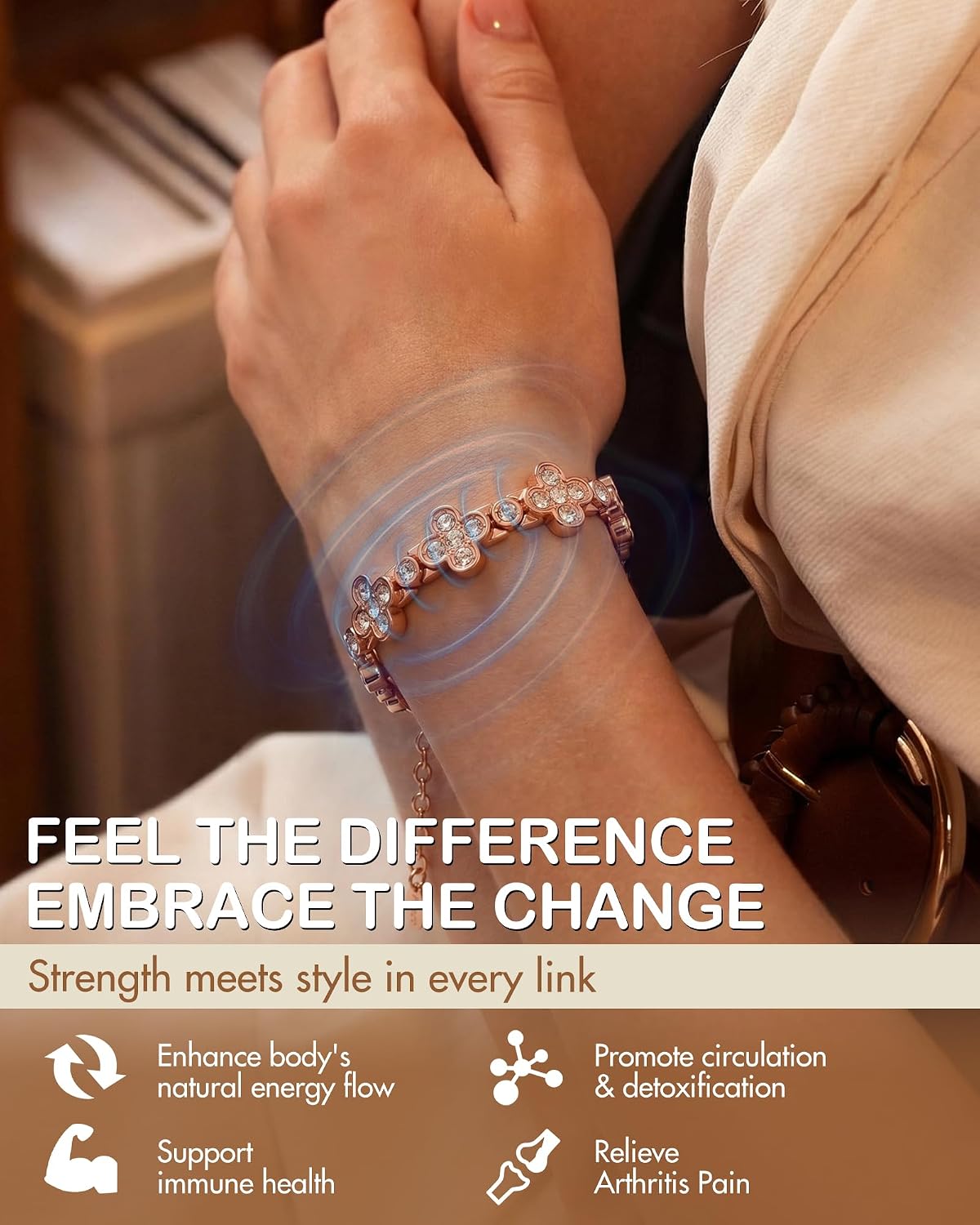 Thumbnail 1 de Feraco Magnetic Copper Bracelet, 99.99% Copper