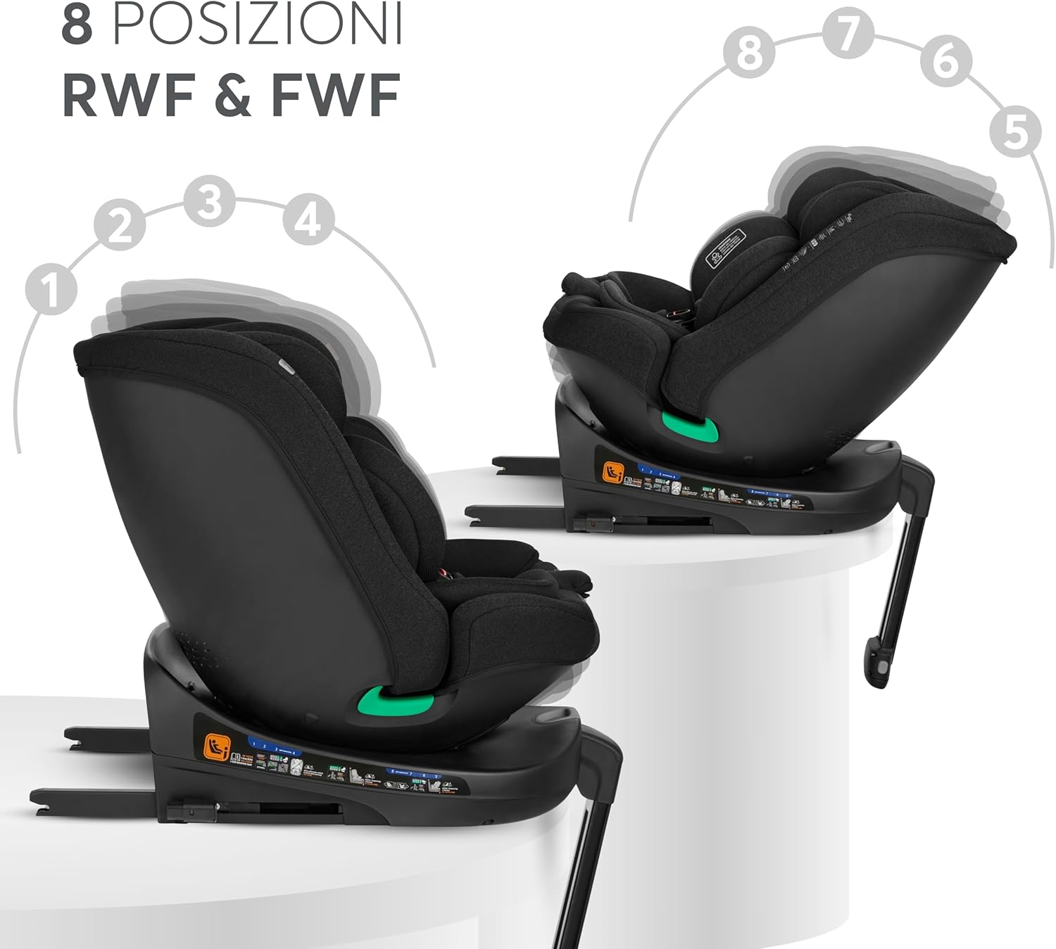 Detalle de KikkaBoo Seggiolino Auto i-SECURE 0-36 kg: rotante a 360°, ISOFIX e i-Size