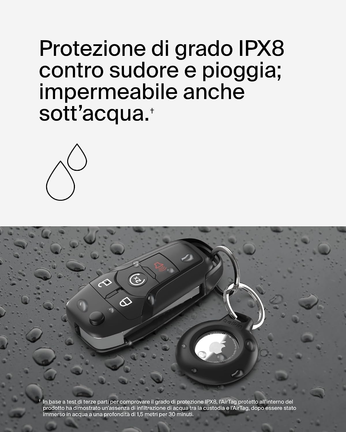 Thumbnail 1 de Belkin Secure Holder impermeabile con anello portachiavi per Apple AirTag (custodia protettiva) – Nero
