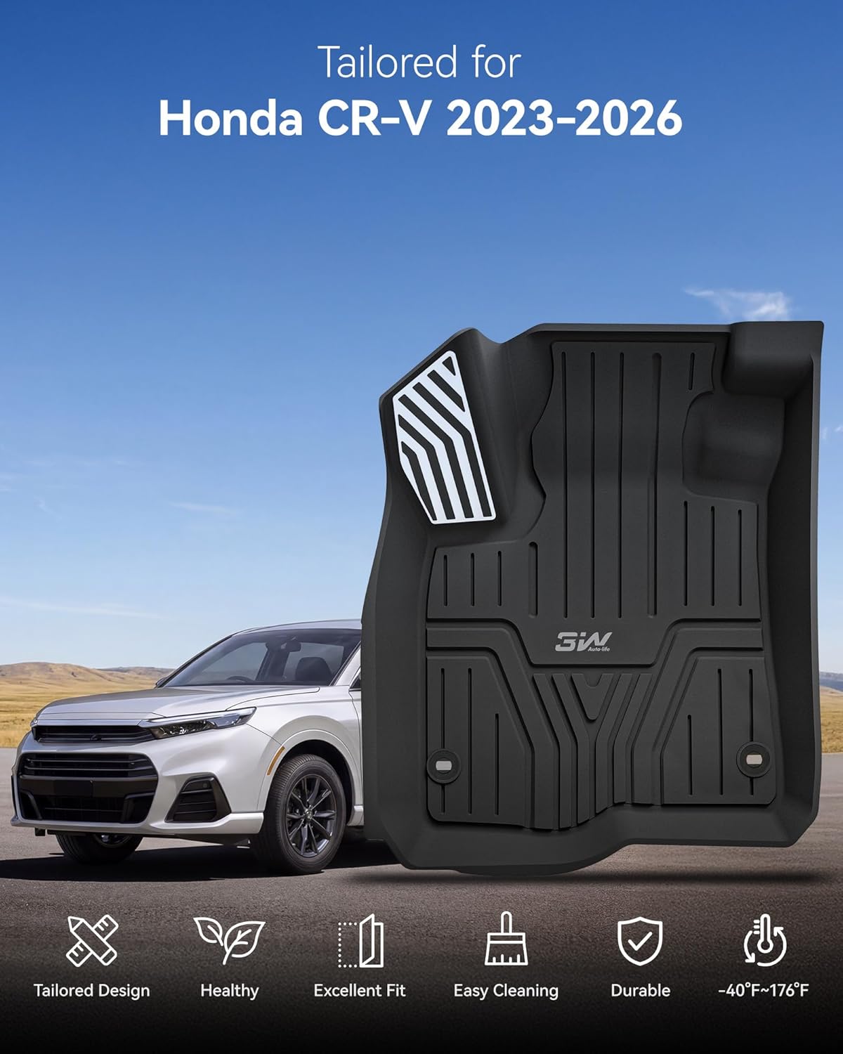 Thumbnail 1 de 3W Floor Mats & Cargo Liner for Honda CR-V (2023–2026, including Hybrid) – All‑Weather, Heavy‑Duty, Unscented