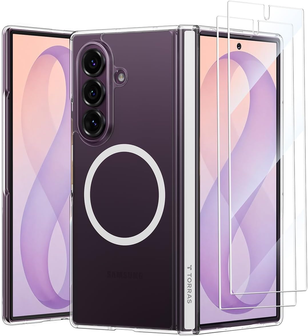 Detalle de TORRAS Magnetic Shockproof Case for Samsung Galaxy Z Fold 8 Ultra, Slim Clear