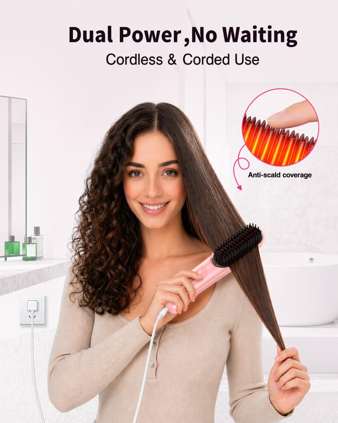 Thumbnail 5 de Bopcal Cordless Hair Straightener Brush: Travel-Friendly 6-Setting Heated Brush