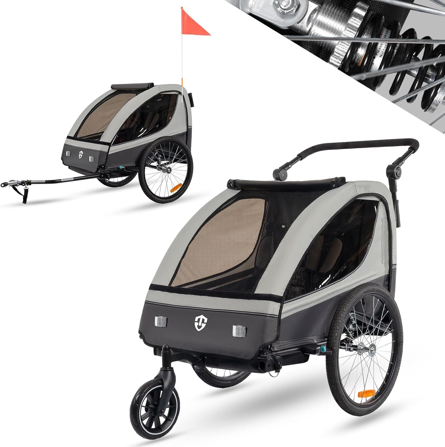 Thumbnail 6 de Tiggo VS 2-in-1 Fahrradanhänger & Buggy-Set (360° drehbar, Federung) für 1–2 Kinder bis max. 40 kg