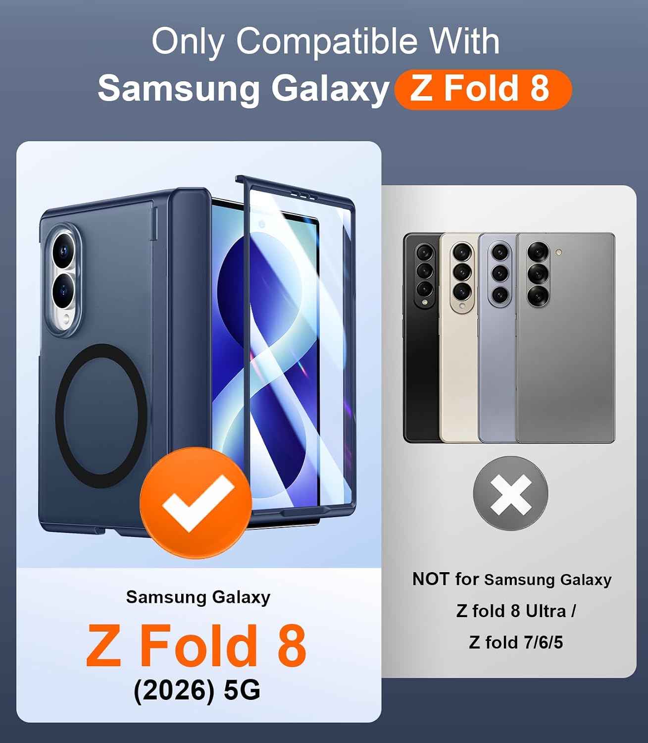 Thumbnail 1 de SPIDERCASE WJB-ZFOLD8Wide CXZJ 2IN1-BL マグネット式 Galaxy Z Fold 8ケース ブルー