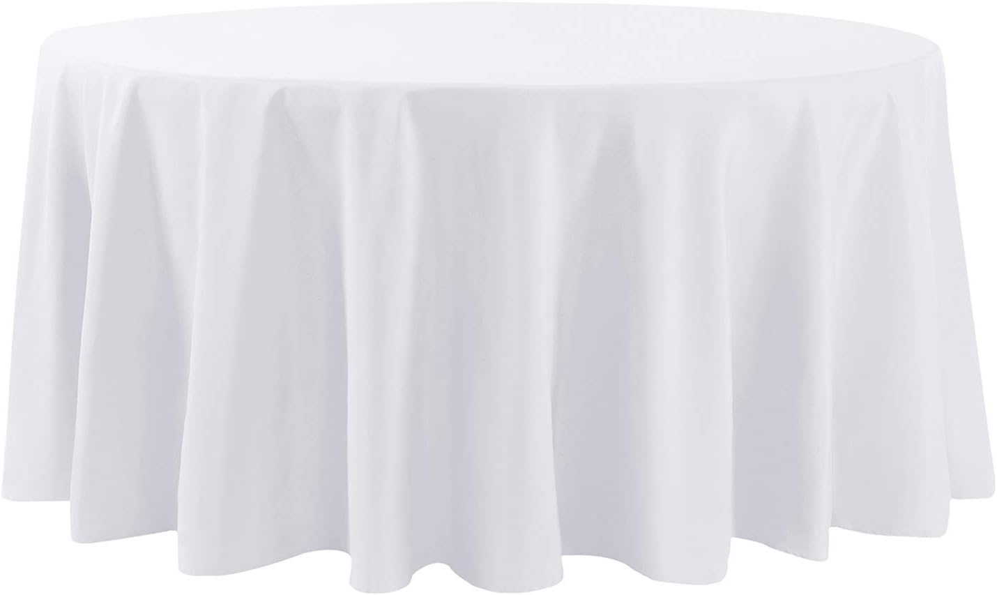 Thumbnail 1 de Cupuamon 120-inch Round Tablecloth (White) — Washable Polyester Decorative Table Cover for Weddings & Banquets