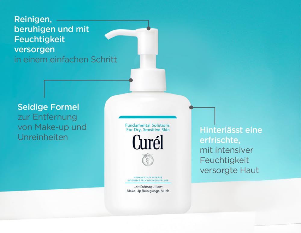 Detalle 2 de Curél Make-Up Reinigungs-Milch – sanfte 200 ml für trockene und empfindliche Haut mit Ceramiden