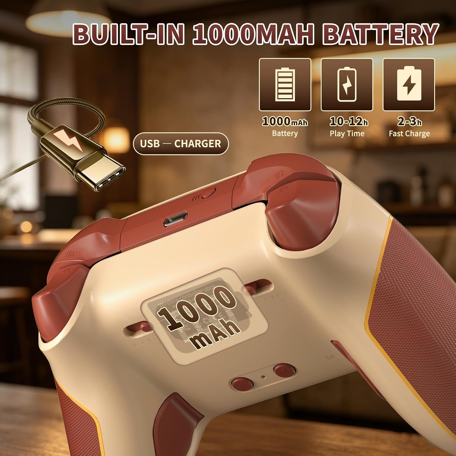 Thumbnail 5 de SZYUYU 2.4GHz Wireless Xbox Controller, Hall Effect Sticks, RGB, Beige