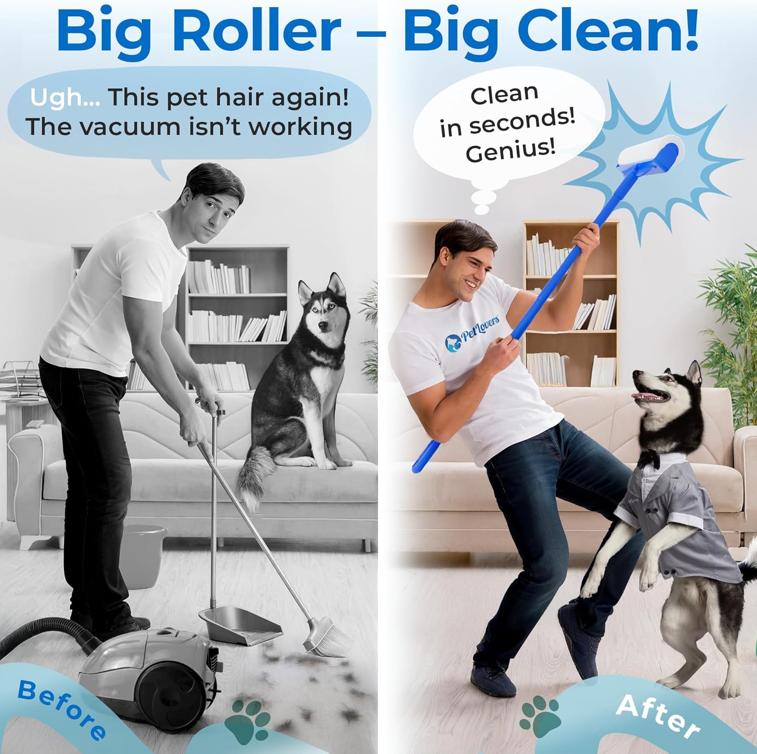 Detalle 2 de PetLovers Large Lint Roller with 3 Refills: 360 Sheets for Pet Hair Removal