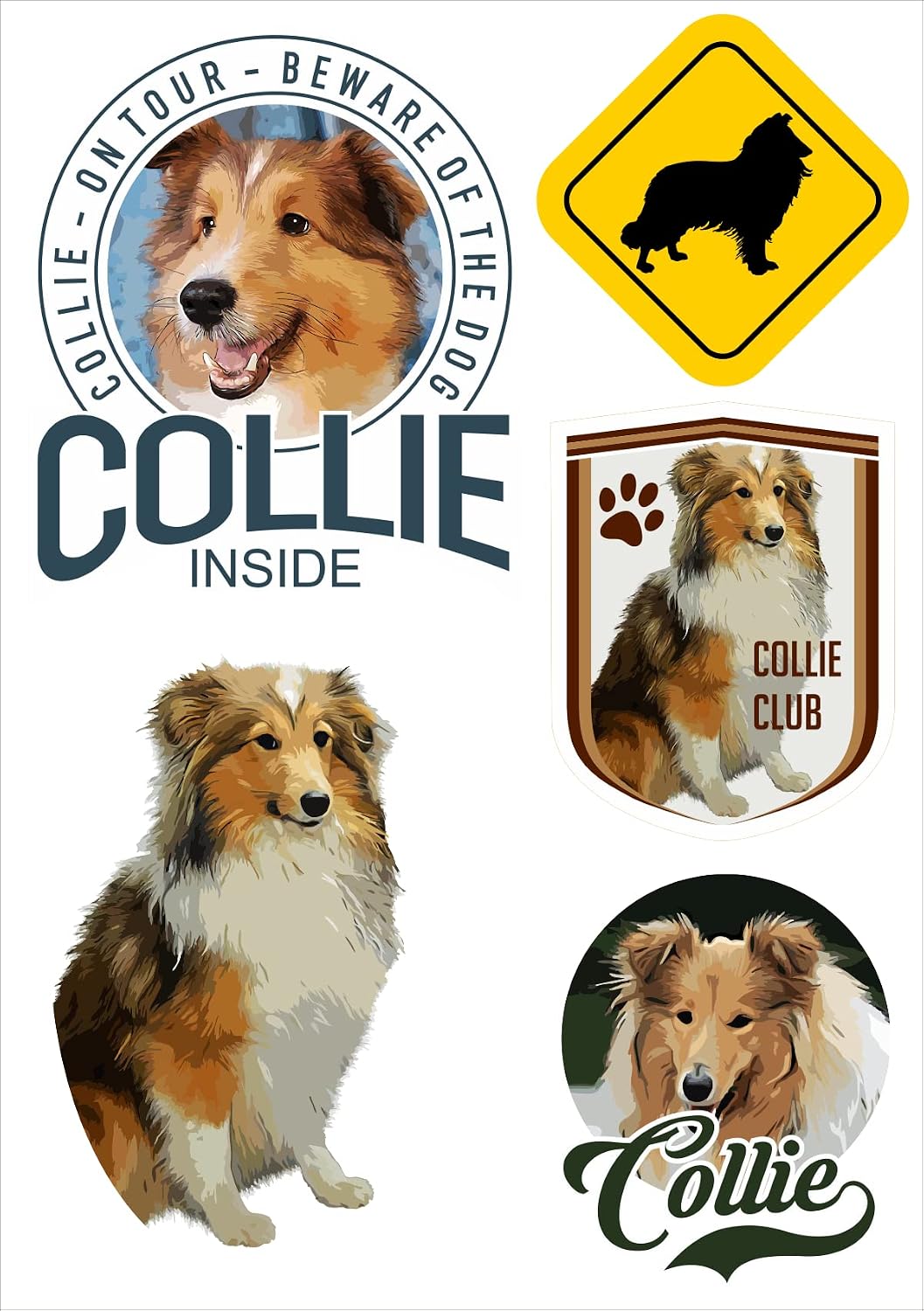 Detalle de Daged Collie Aufkleber Set 5 Stück