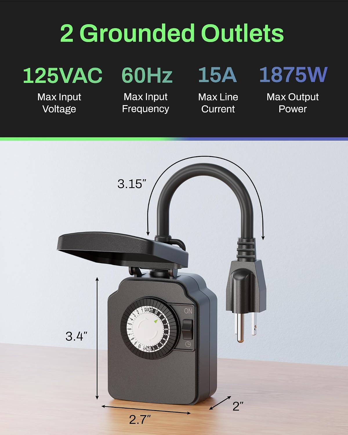 Thumbnail 6 de BN-LINK 24-Hour Outdoor Mechanical Timer with 30-Minute Intervals