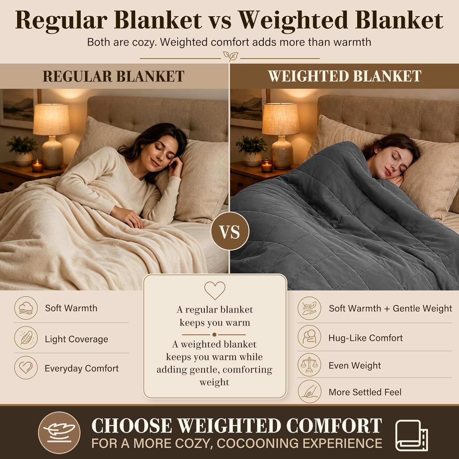 Detalle de L'AGRATY Weighted Blanket 15lbs, 48"x72"