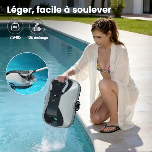 Thumbnail 8 de Robot Piscine Bocxi sans Fil — Nettoyage autonome, 200 minutes d’autonomie