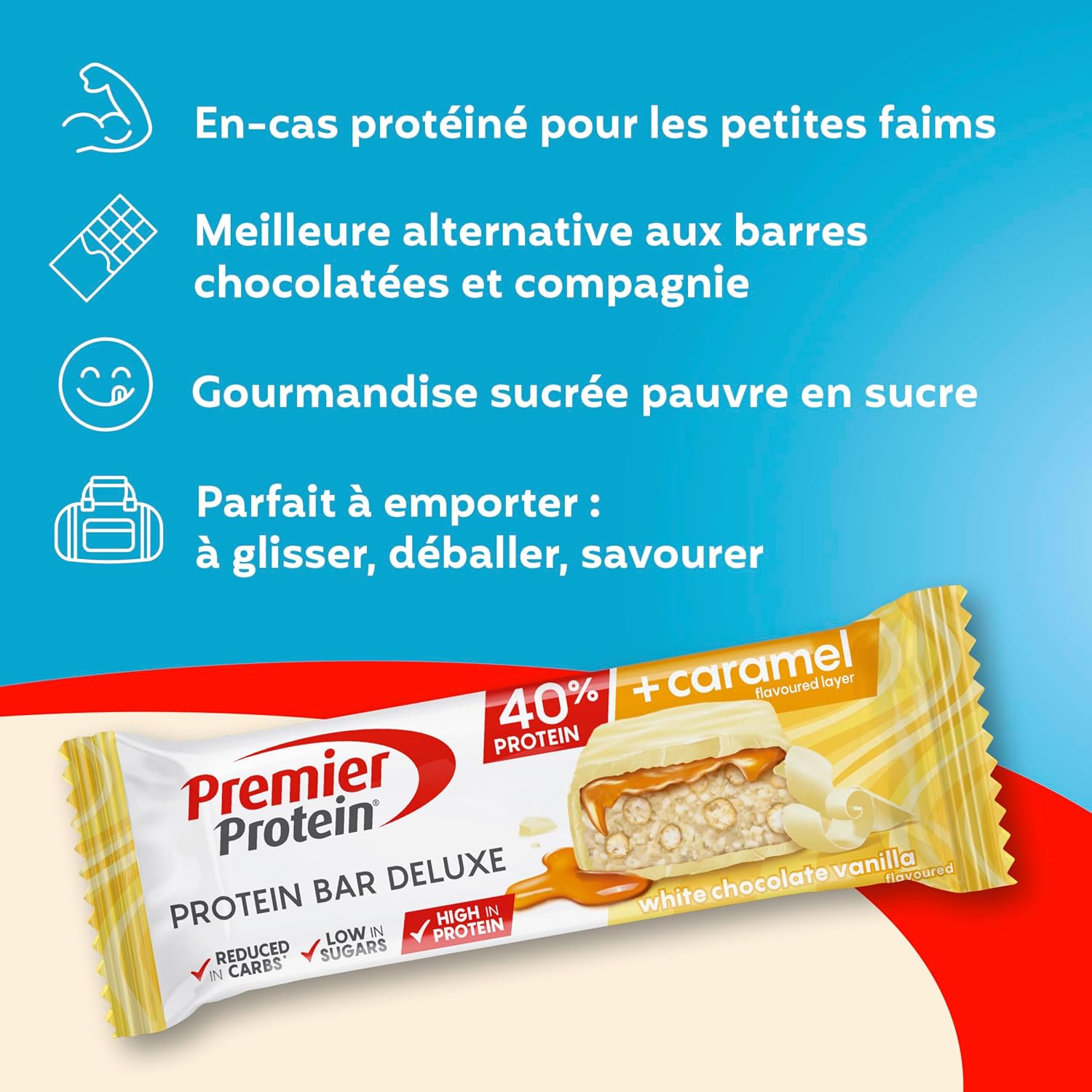 Thumbnail 4 de Premier Protein Protein Bar Deluxe 40% (White Chocolate Vanilla) – lot de 12 x 50 g