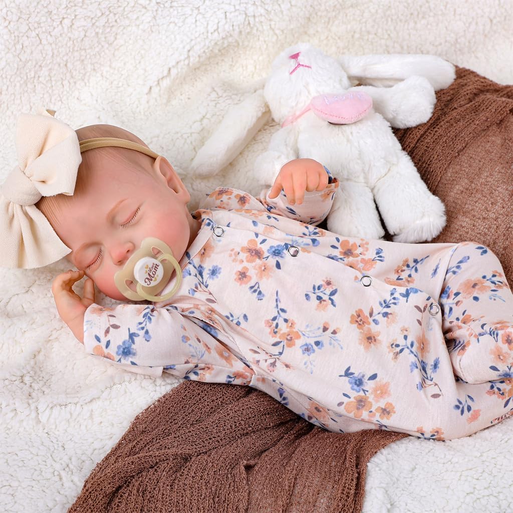 Thumbnail 6 de JIZHI 17 Inch Reborn Doll (Soft Body) with Clothes & Accessories – Yellow Floral