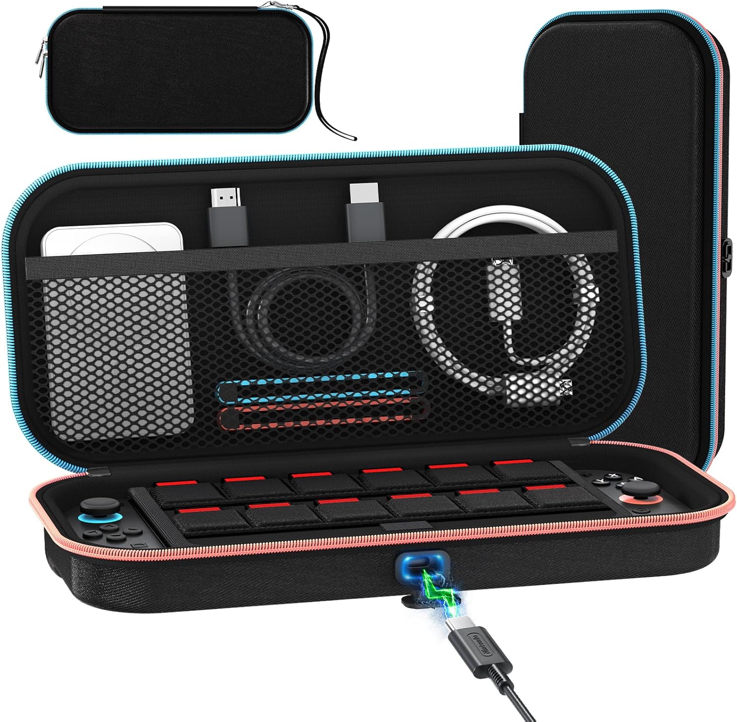 Detalle de ivoler Charging Cable Port Case for Switch 2, holds 12 cards