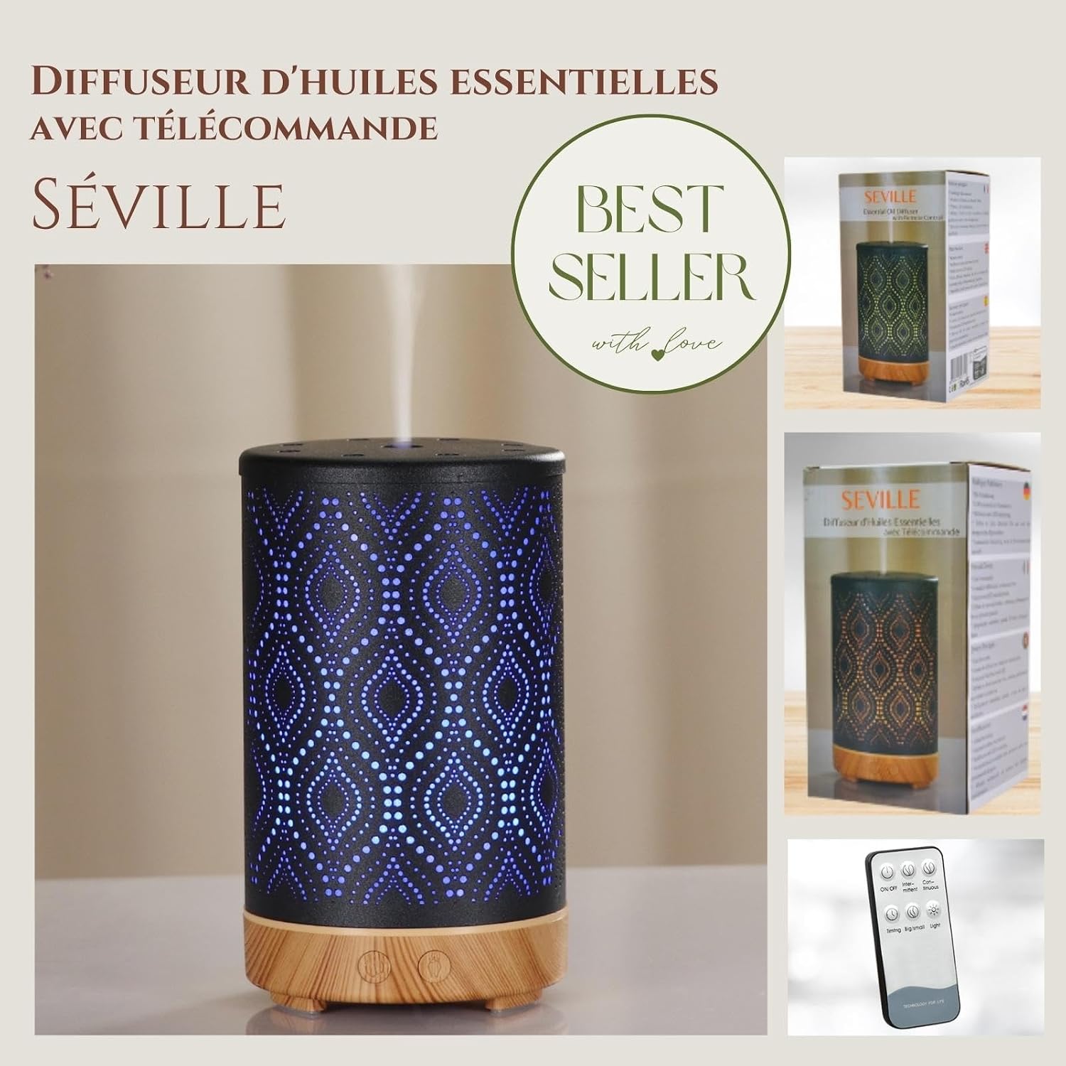 Detalle 2 de Zen'Arôme Seville – ultradźwiękowy dyfuzor olejków eterycznych z pilotem