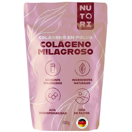 Detalle de NUTORI Colágeno en polvo 300 g: hidrolizado de alta biodisponibilidad, procedente de ganado de pastoreo