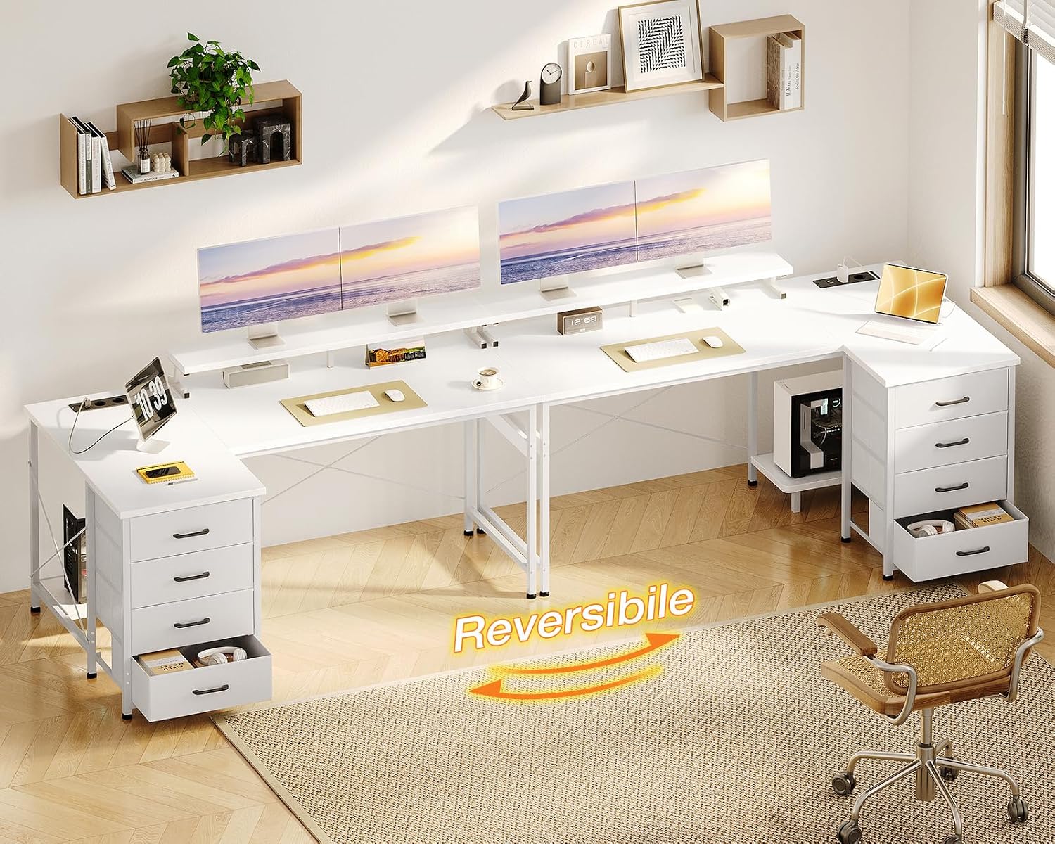 Thumbnail 6 de ODK Scrivania Angolare 140x80cm con 4 Cassetti