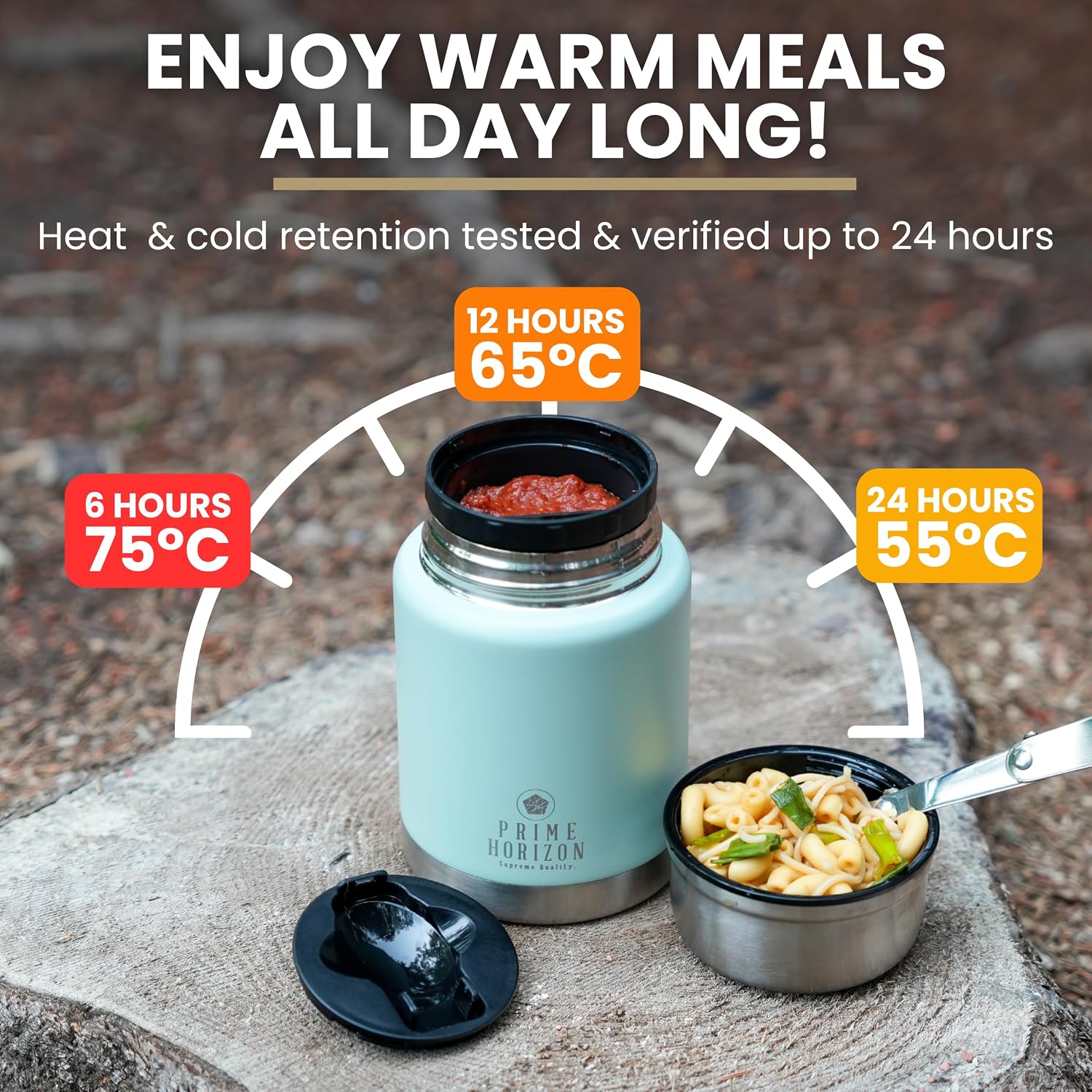Detalle 2 de Prime Horizon Food Flask 500ml stainless steel jar 🍱