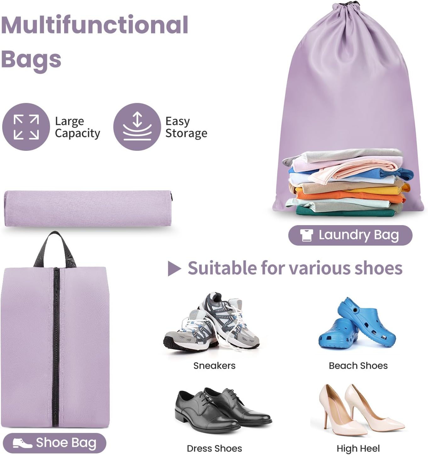 Detalle de Prezon Cubi da viaggio per valigia – set da 10 organizer leggeri in viola