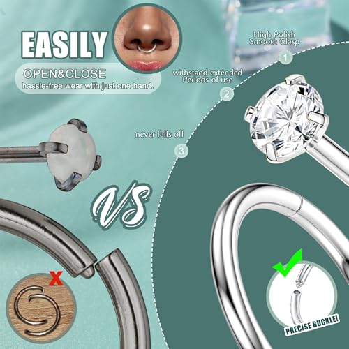 Thumbnail 1 de Diamday Nose Ring Stud, Hypoallergenic 18G Surgical Steel with 14K Gold Fill