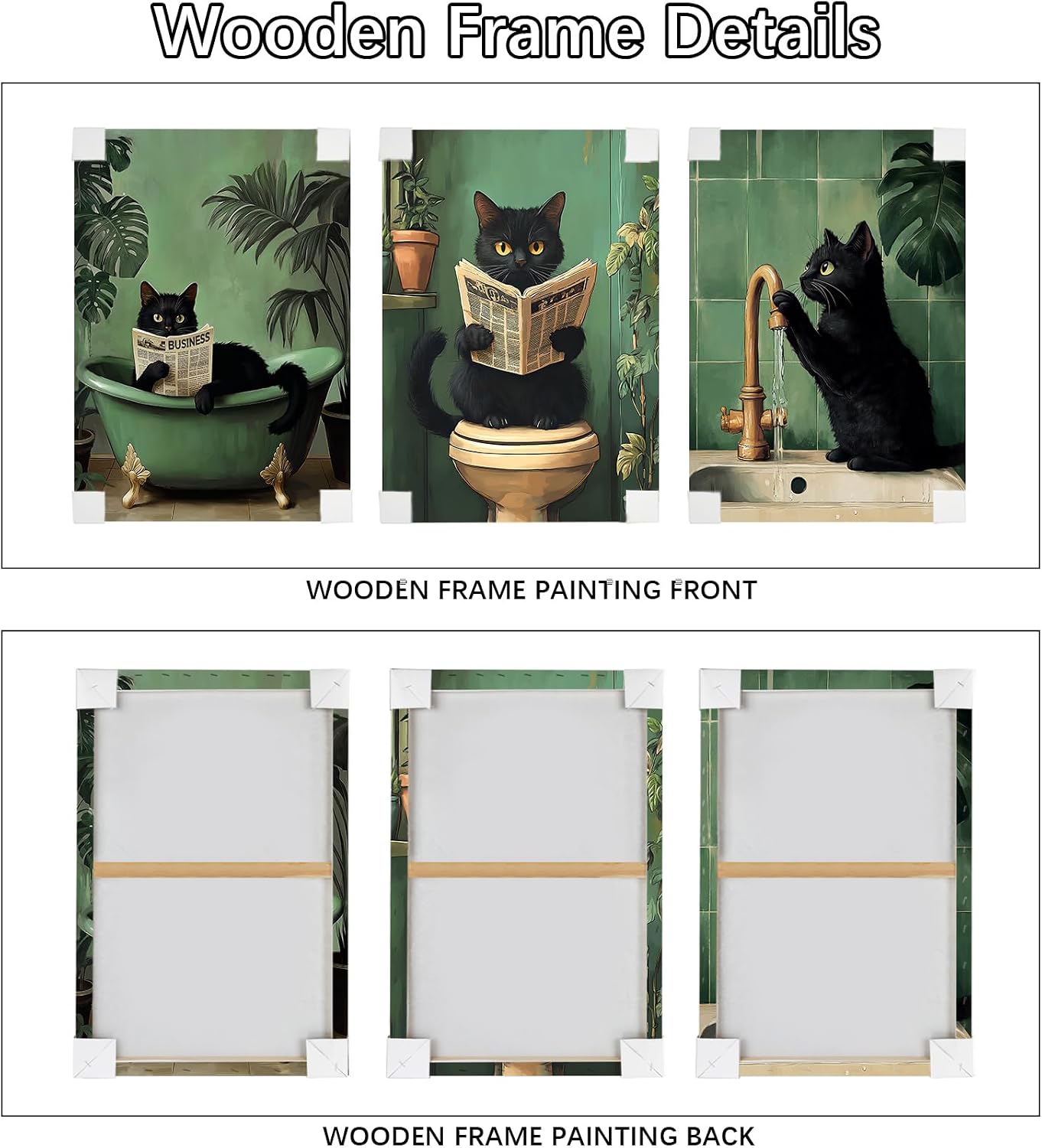 Detalle 1 de 3Pcs Katze Leinwandbilder Set 3er