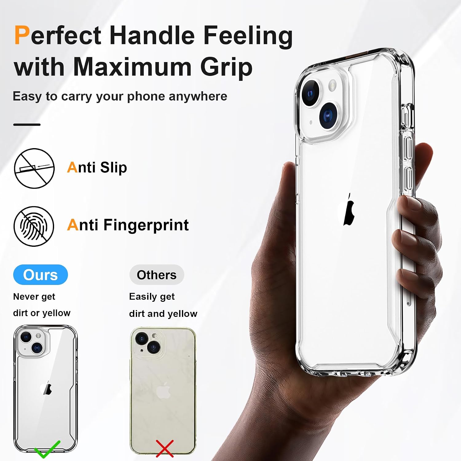 Thumbnail 6 de ORETECH Cover per iPhone 15: custodia ibrida trasparente 6,1" + vetro temperato e protezione fotocamera
