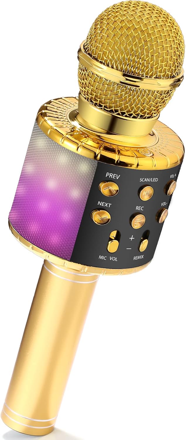 Detalle de Fede Karaoke Mikrofon – Drahtloses Bluetooth-Mikrofon mit Lautsprecher, Stimmenwechsel und LED-Display