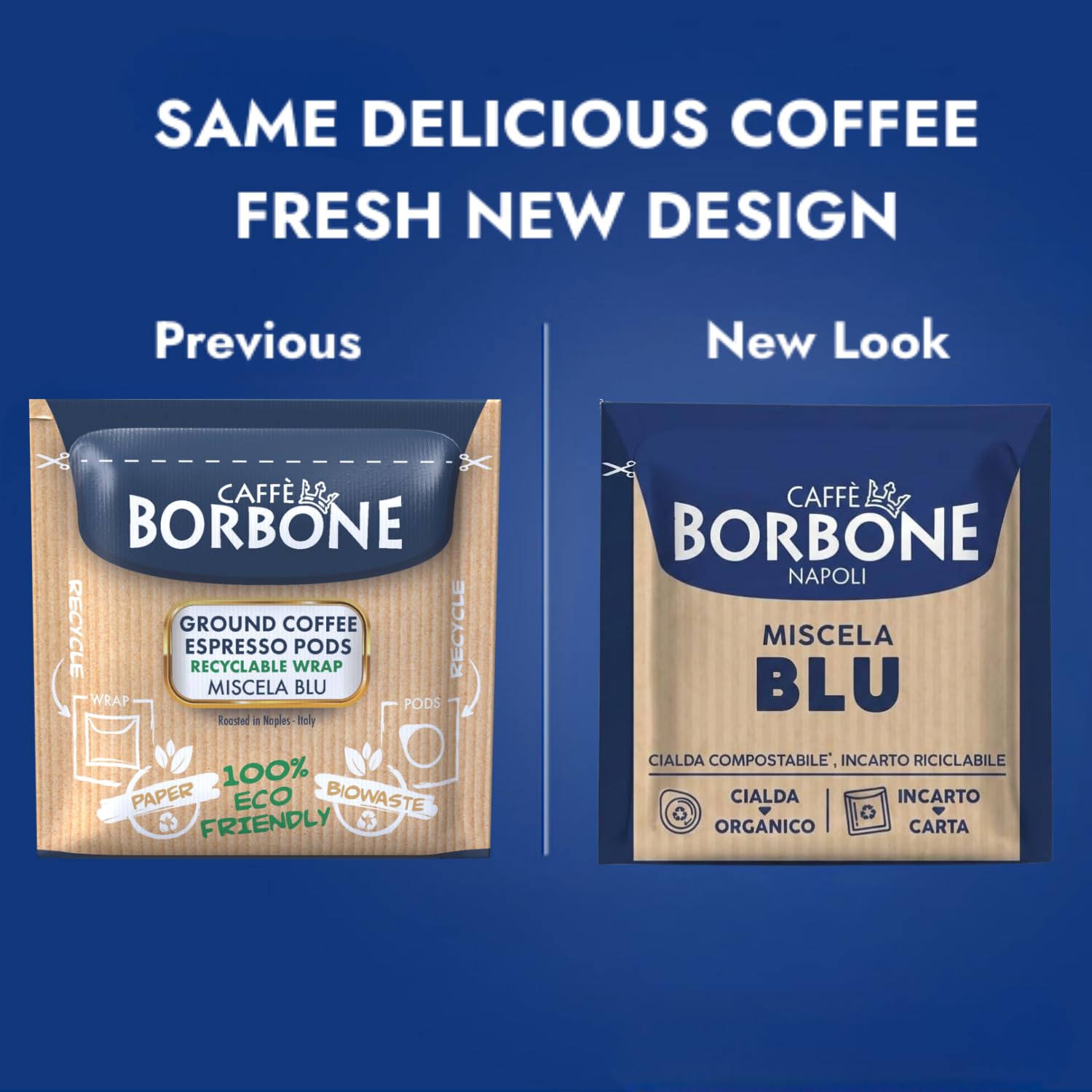 Detalle de Caffè Borbone Kompostierbare Kaffeepads Blaue Kaffeemischung – 50 Pads, 44 mm ESE kompatibel
