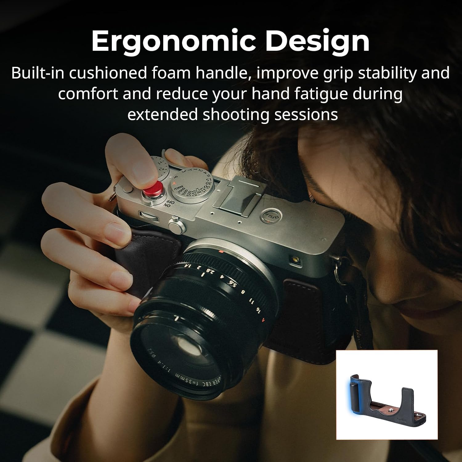Thumbnail 3 de SmallRig Genuine Leather Case Kit for FUJIFILM X-E5: Vintage Half-Body Shell with Shoulder Strap