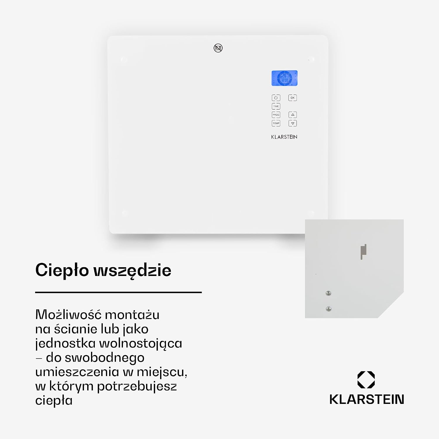 Thumbnail 3 de Klarstein konvektorelement 1000 W med termostat, hjul och LCD-panel