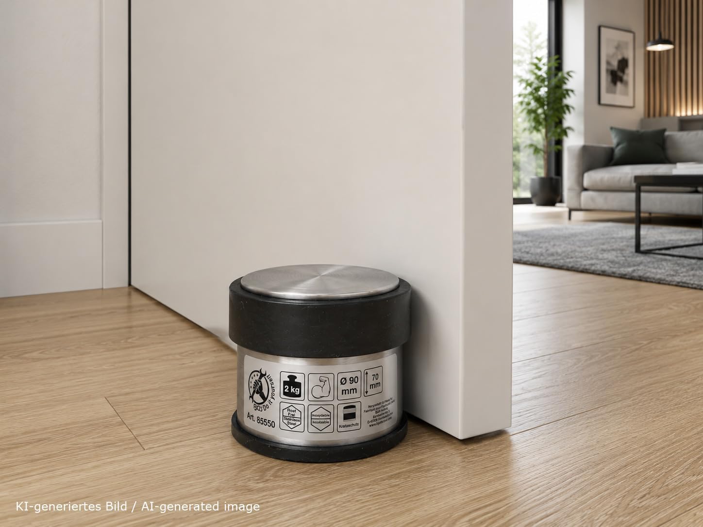 Detalle 2 de BGS Diy 85550 — Butoir de porte en acier inoxydable 90 x 70 mm, 2 kg