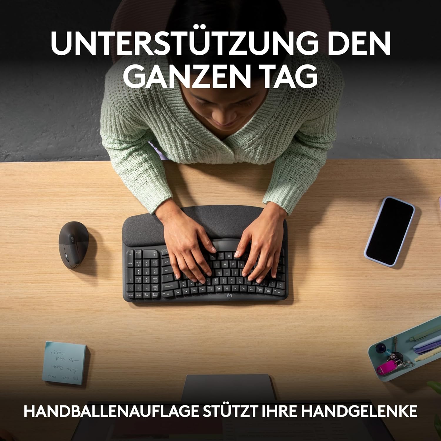 Detalle 2 de Logitech Wave Keys Ergonomische Tastatur Graphit