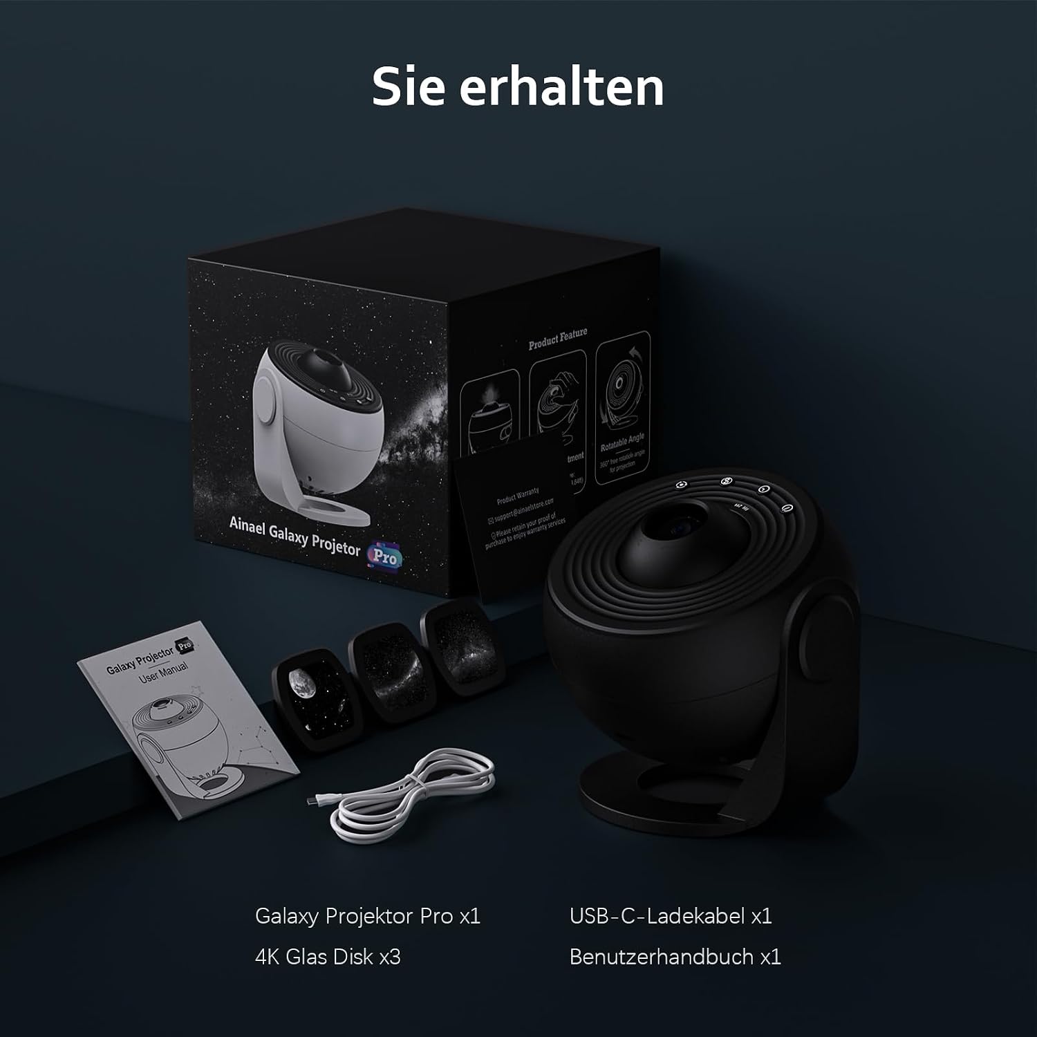 Thumbnail 6 de Ainael Sternenhimmel Projektor Galaxy Star Planetarium Weltraum 3 HD Glasscheiben