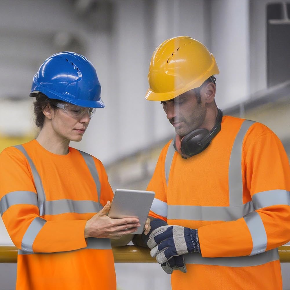 Detalle 2 de BSBUY męska bluza robocza Hi Vis z długim rękawem i taśmami odblaskowymi