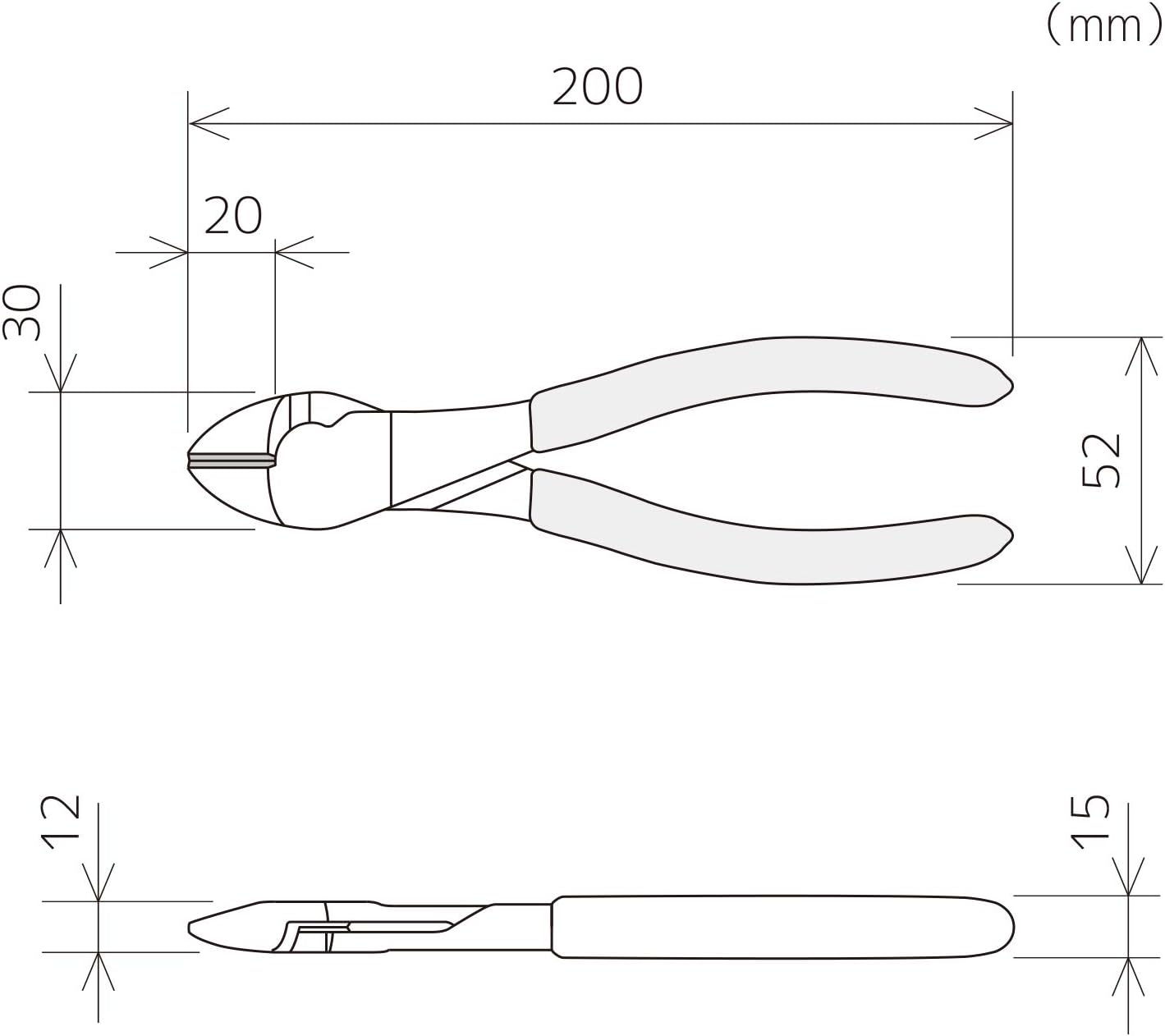 Detalle 2 de ENGINEER NK-48 鉄腕ニッパー 200mm 両刃ラウンド 電工向け強力ニッパー