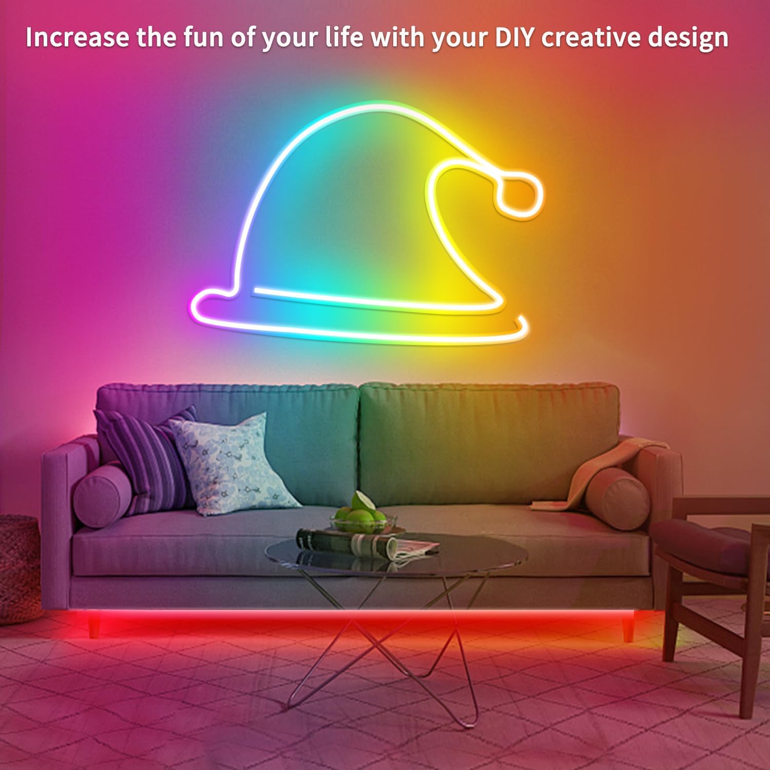 Thumbnail 3 de Segrass 20M LED Neon Lights Strip — RGB, DC 24V, Waterproof Flexible Neon Rope Light with App & Remote Control