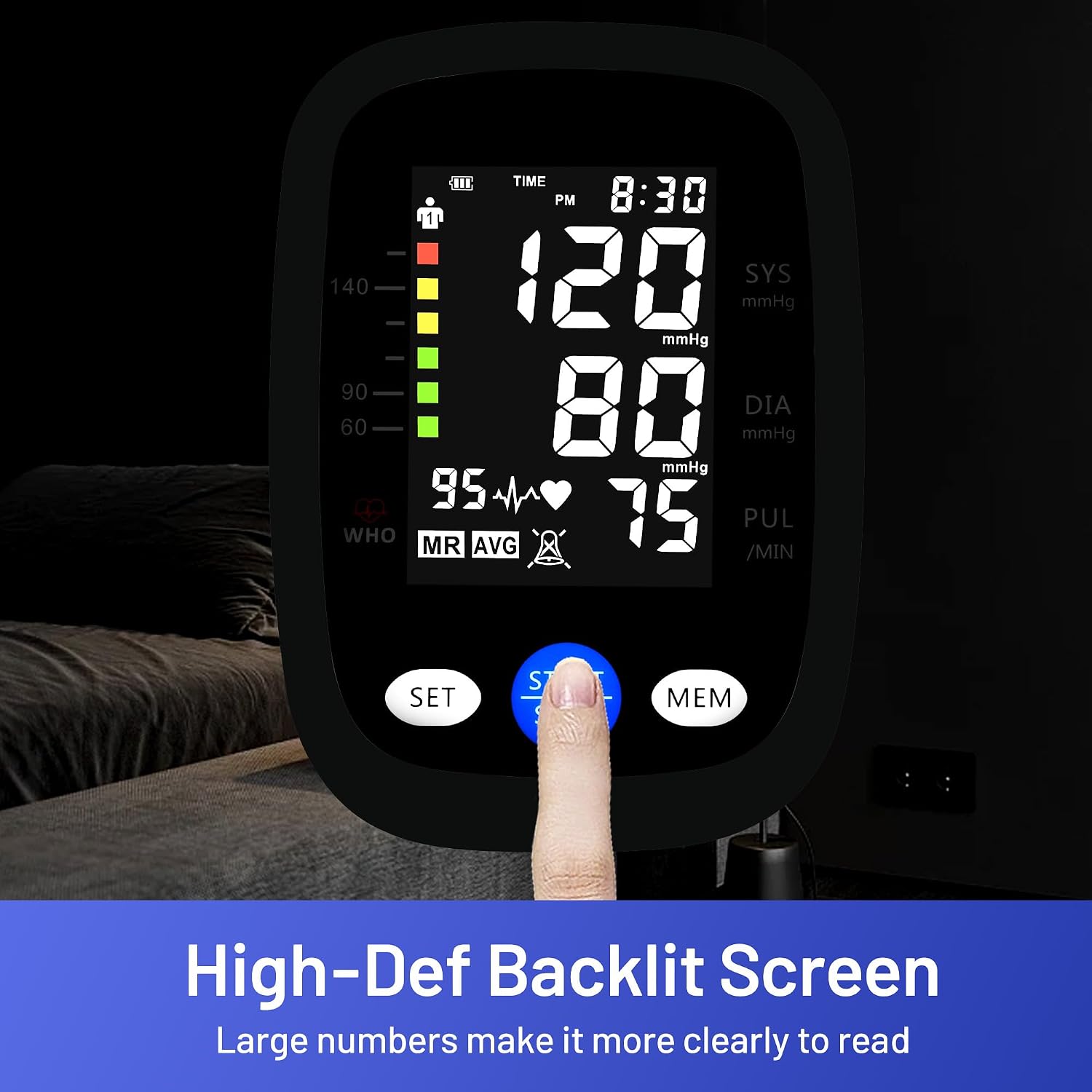 Detalle de REDIVN BSX568 Upper Arm Blood Pressure Monitor with Backlit LCD and Dual-User Memory