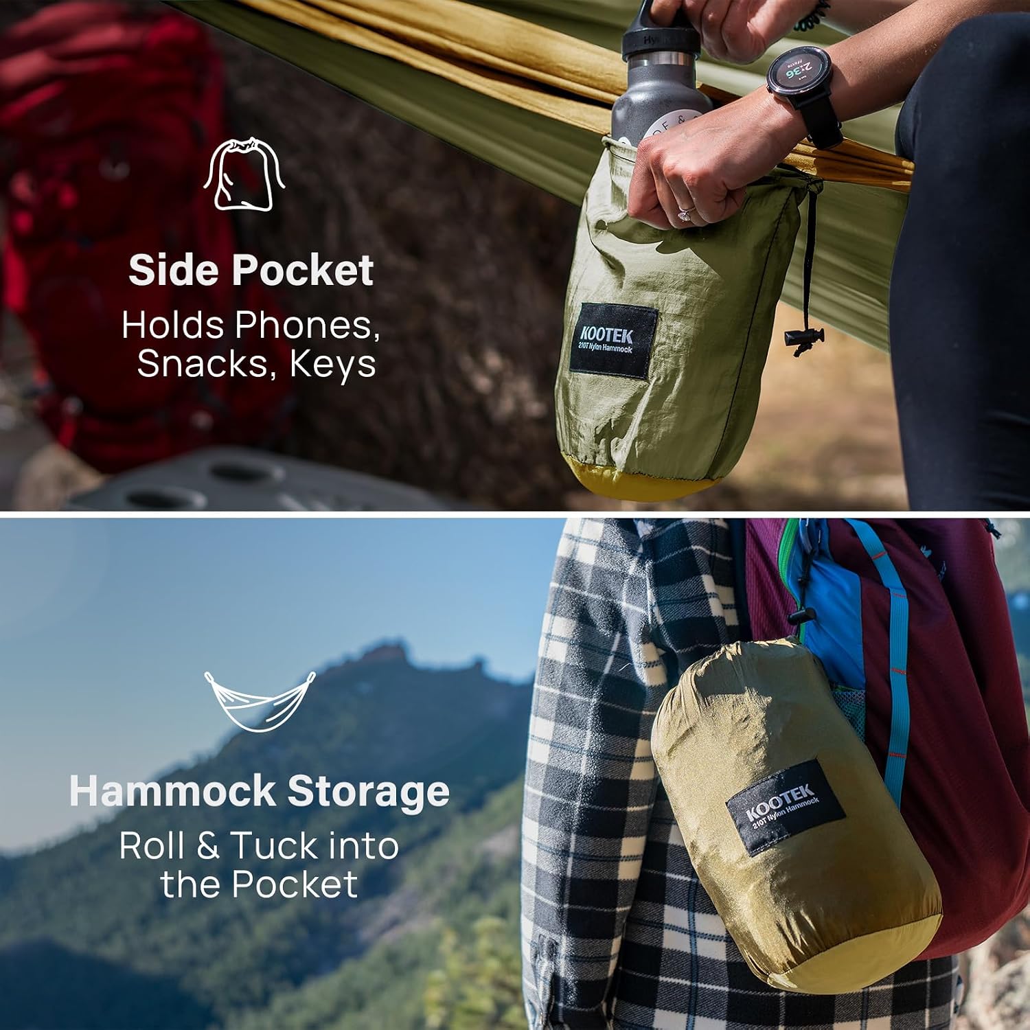 Thumbnail 2 de Kootek Camping Hammock with Tree Straps & Carry Bag