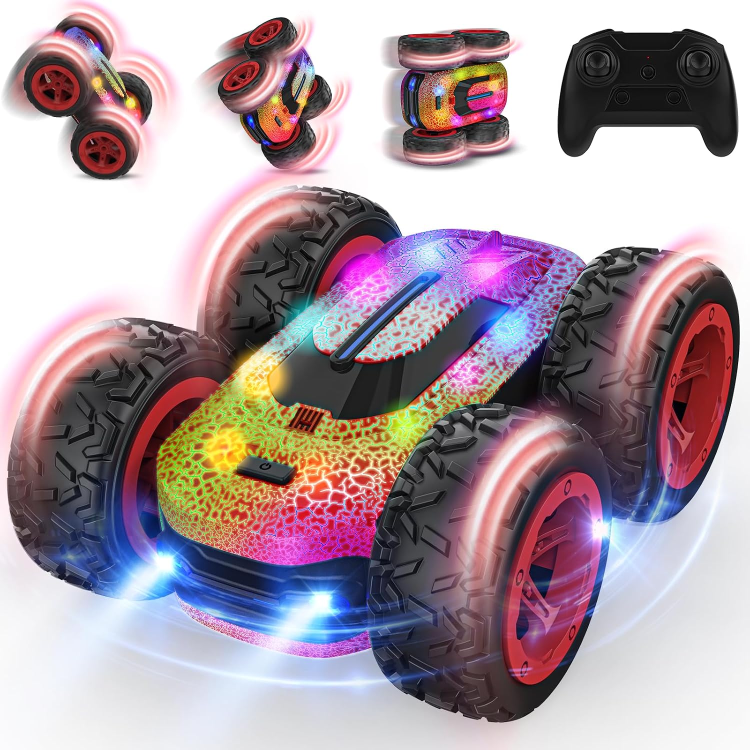 Detalle de Vrxeqi NO.1810 4x4-stuntwagen met ledverlichting en 360°-rotaties