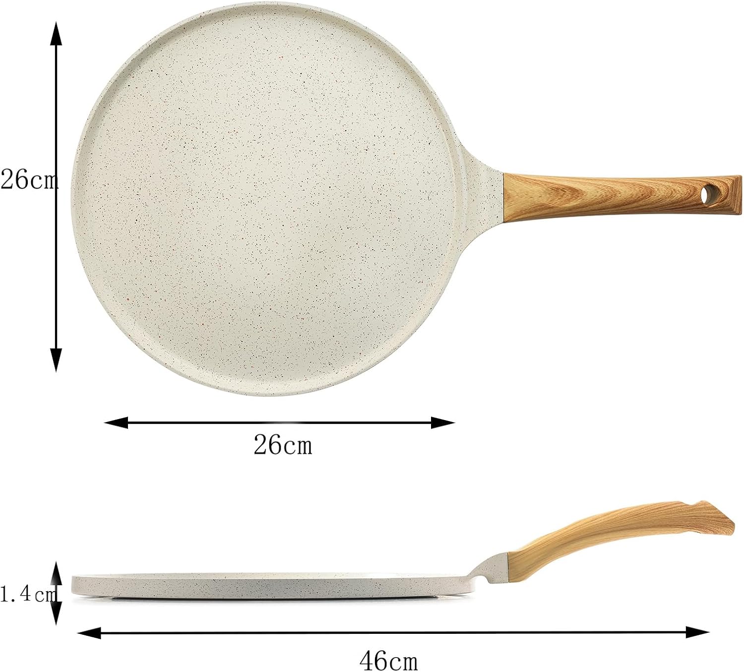 Thumbnail 5 de SENSARTE Weiß Keramik Crepe Pfanne 26 cm – Antihaft-Omelettpfanne für Crêpes, induktionsgeeignet