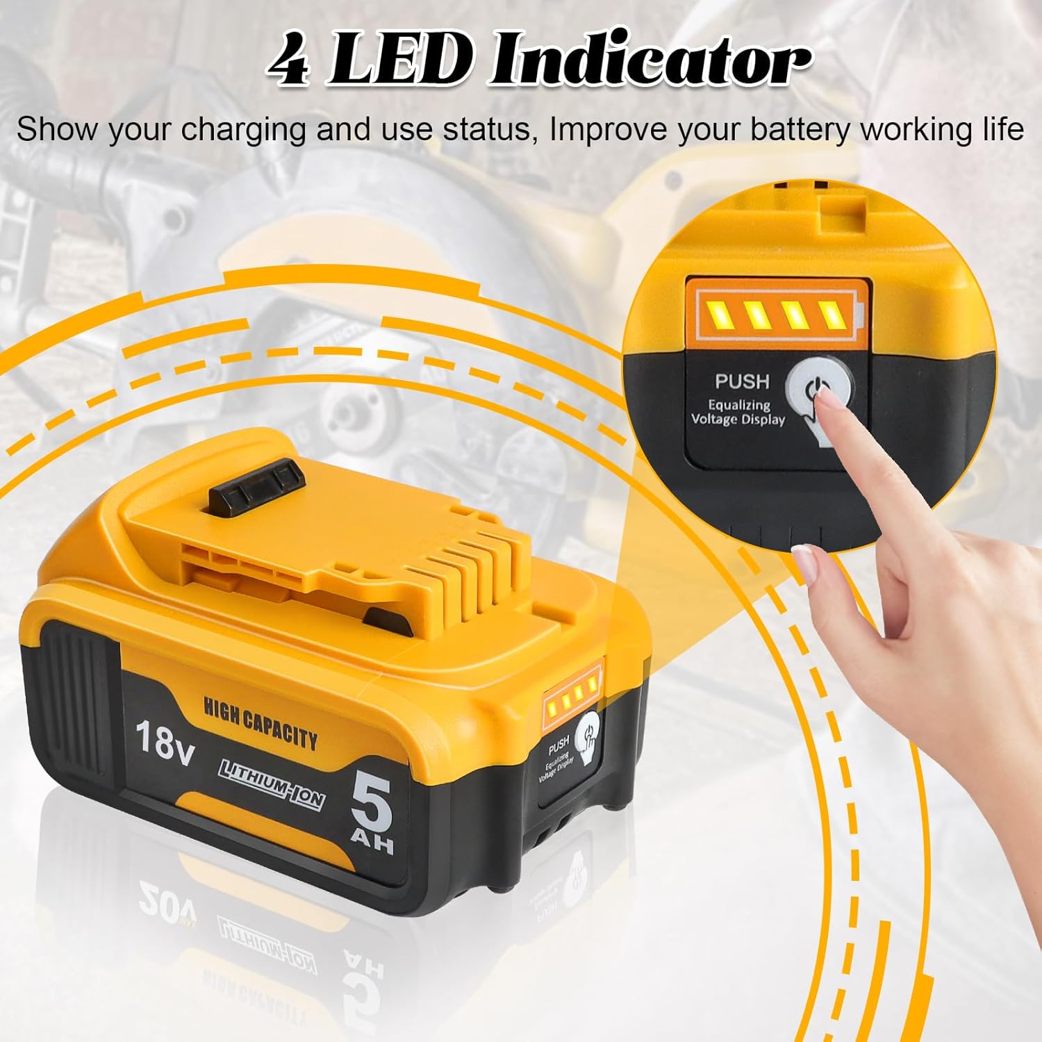 Thumbnail 3 de Waitley 18V 5.0Ah Replacement Battery for DeWalt drills