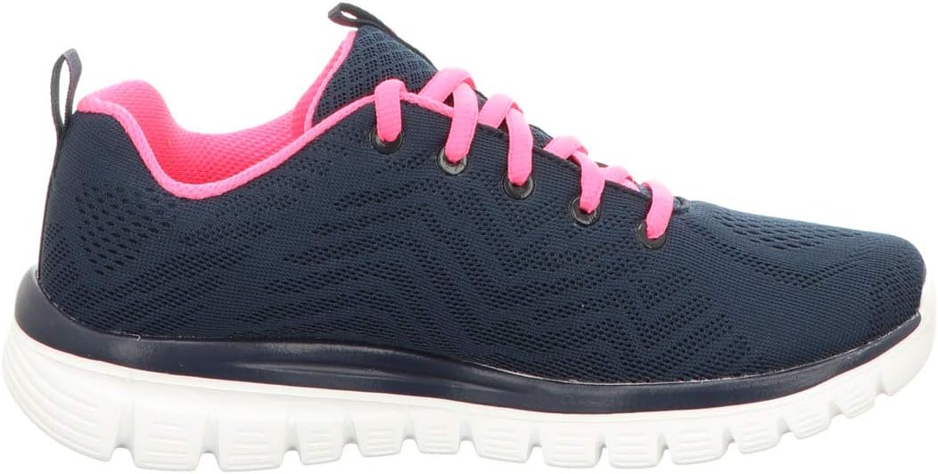 Detalle 2 de Skechers Damen Graceful Get Connected Sneakers – Navy Mesh, Hot Pink Trim, Größe 40 EU