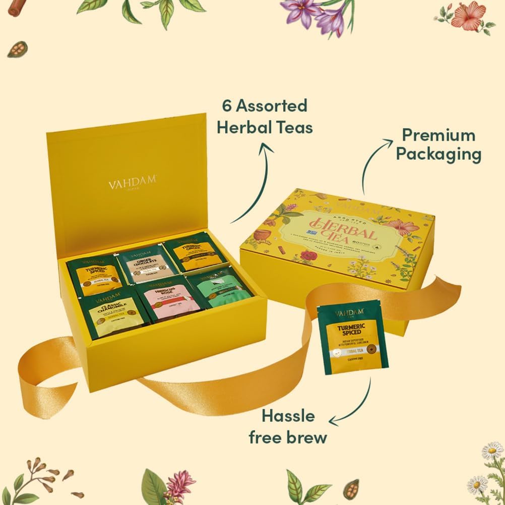 Detalle de VAHDAM Surtido de Infusiones Navideñas ☕ 36 Sobres, Caja Regalo